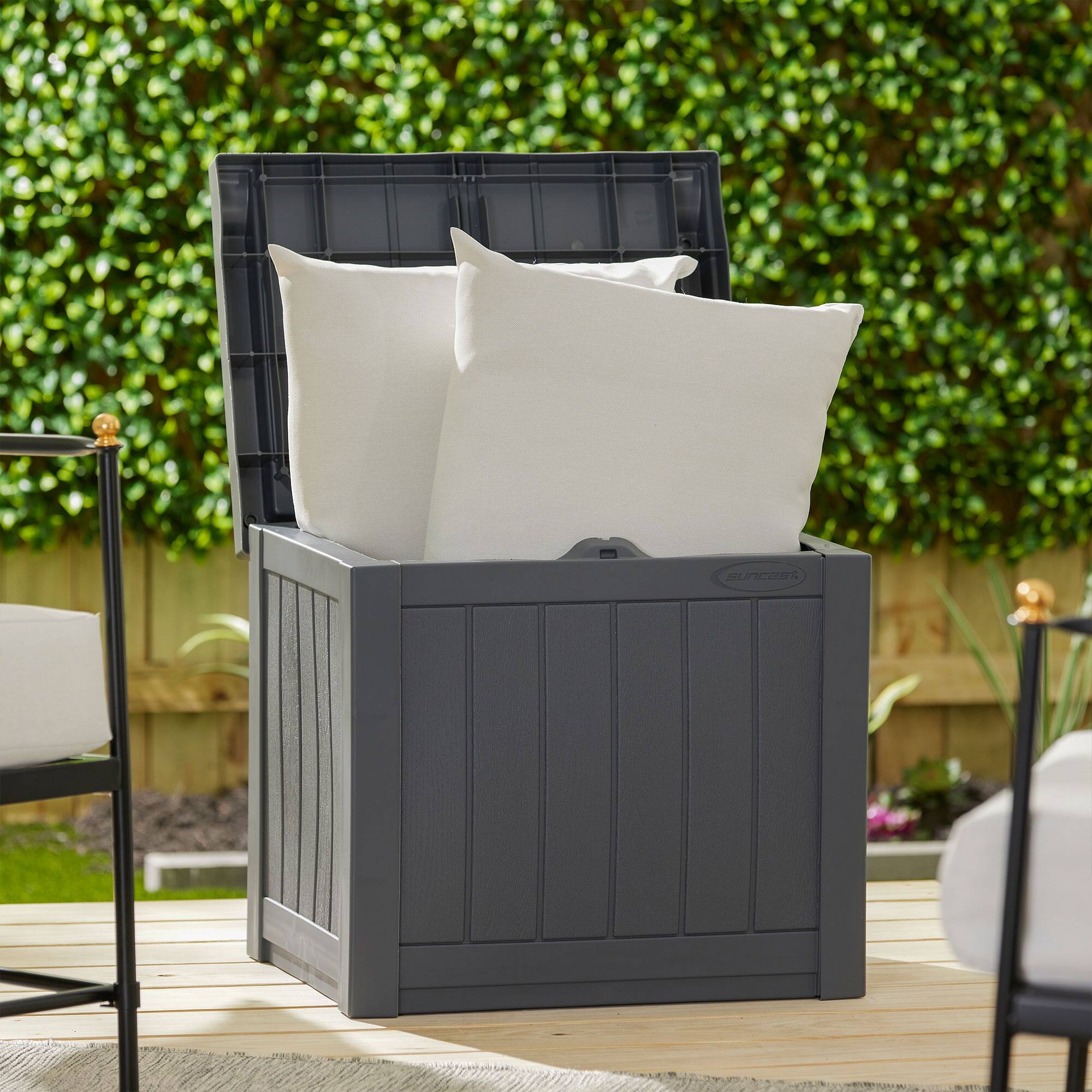 Alt View 7. Suncast - Suncast 22 Gal Outdoor Patio Small Deck Box w/Storage Seat, Cyberspace (2 Pack) - Gray.