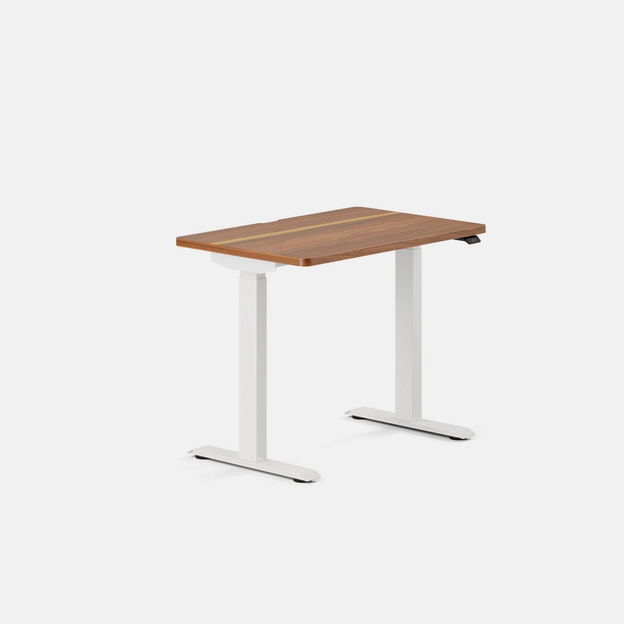 Angle. Branch Furniture - Duo Standing Desk 36" – Adjustable Desk with OLED Control Panel, Frameless Design & Compact Footprint - Walnut / White.