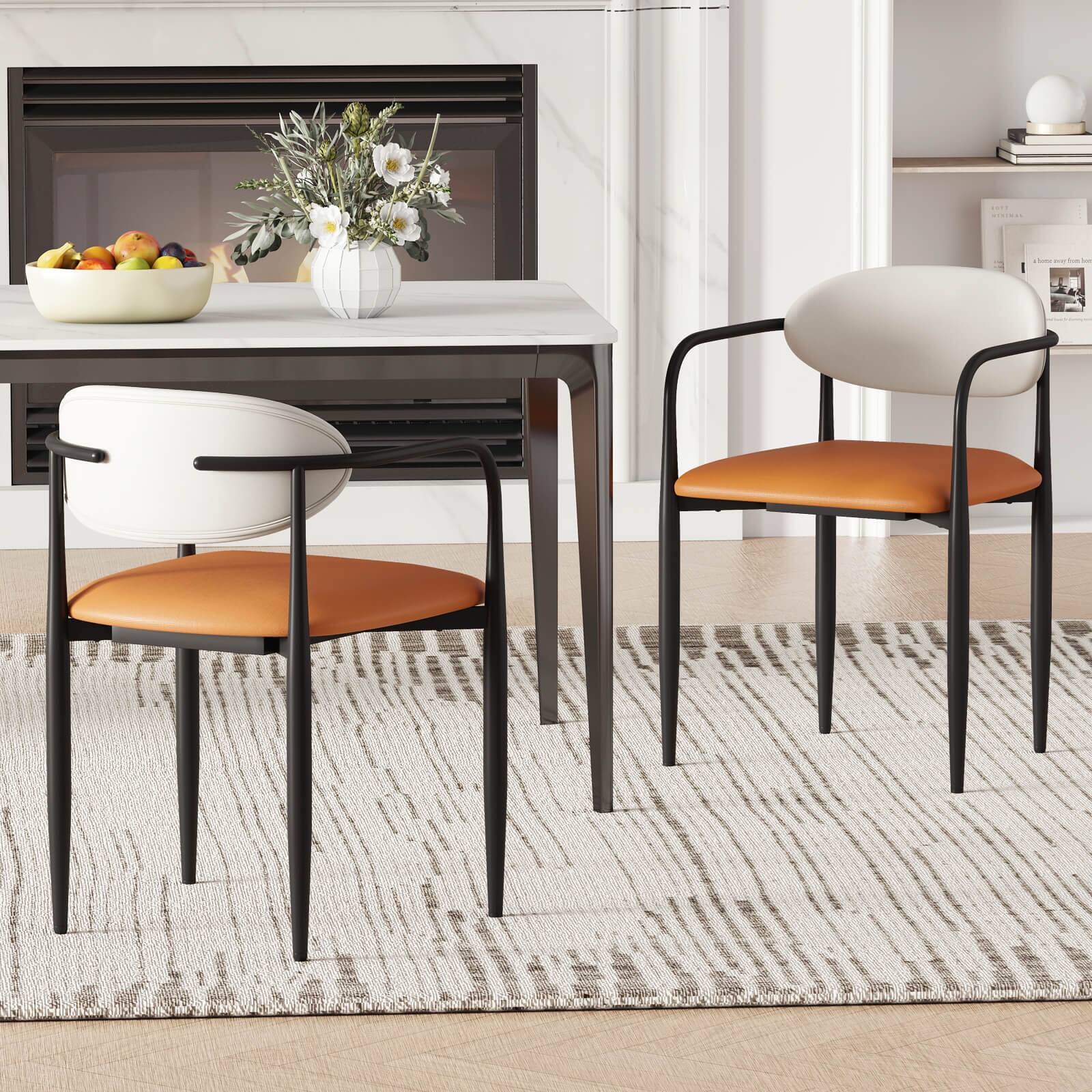 Alt View 1. Costway - Costway Upholstered Dining Chairs Set of 2 with Cushioned Backrests & Seats Sturdy - Black,Orange,White.