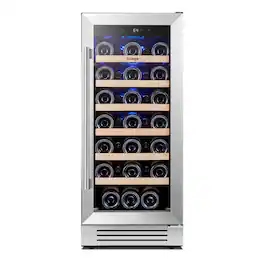 Yeego - 15 inch Wine Cooler , 33-Bottle Compressor Wine Fridge , Freestanding & Built-in for Home/Office - Stainless Steel