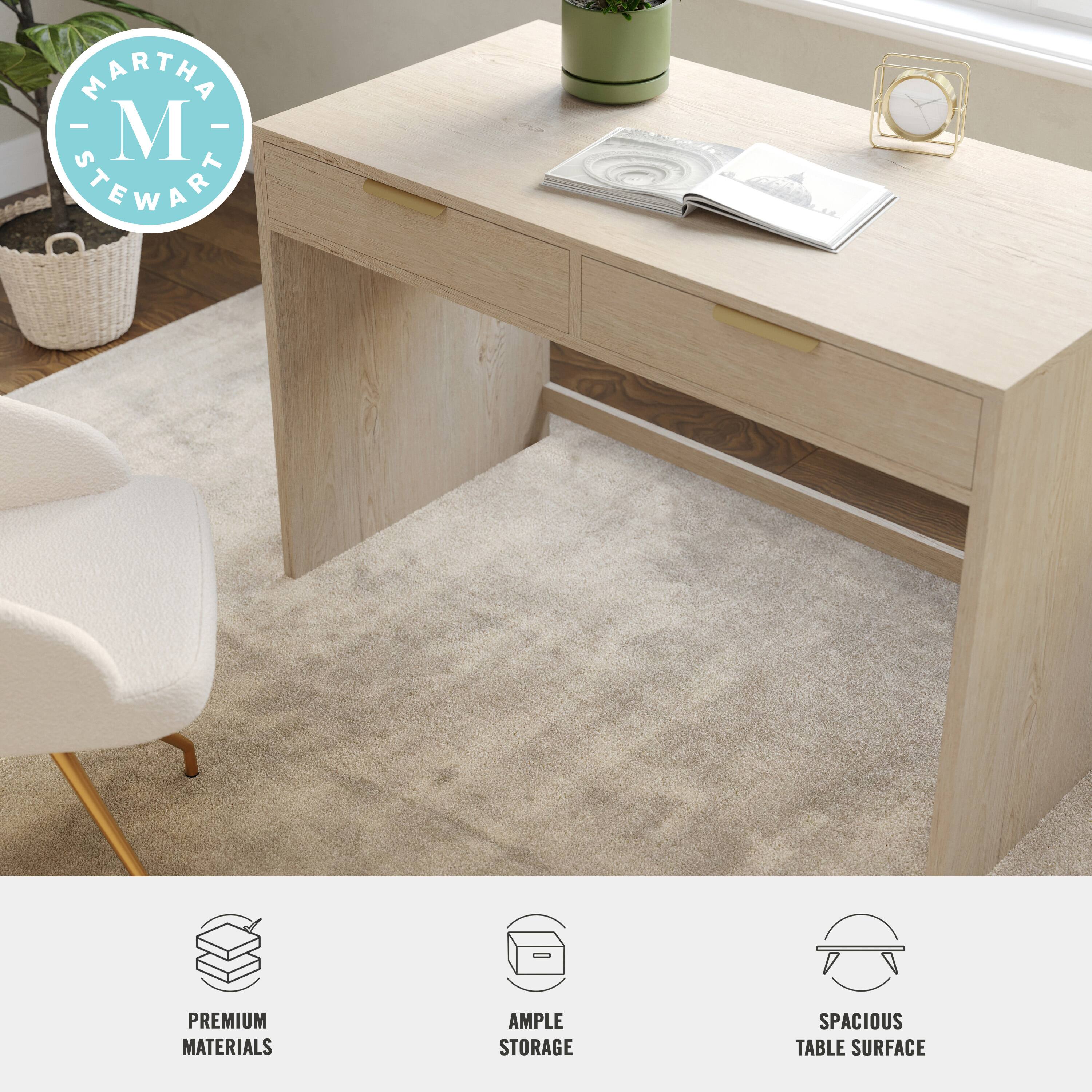"Martha Stewart Premium Materials Ample Storage Spacious Table Surface."