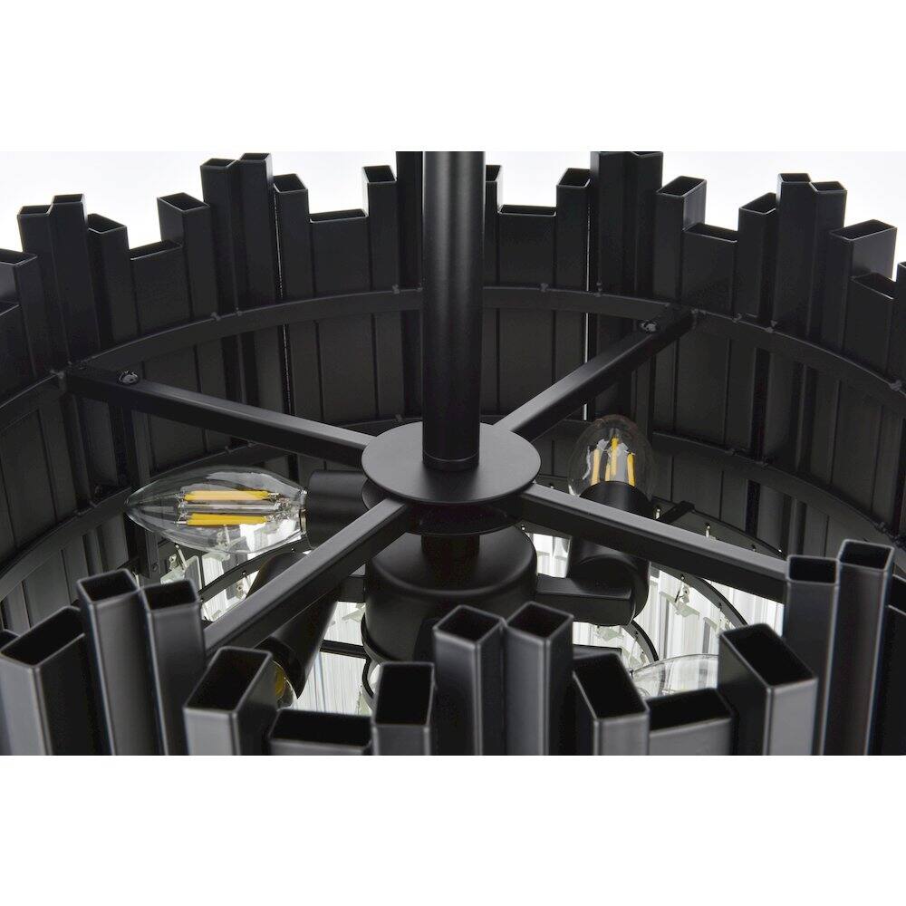 Alt View 1. Elegant Lighting - Willow 16 Inch Flush Mount Ceiling Light In Black - Black And Clear.