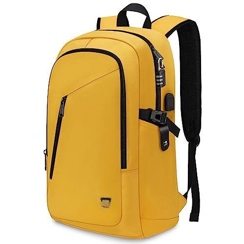 Front. Live At Space - Business Travel Laptop Backpack  Anti Slim Bag With Usb Charging Port For Men And Women Water Resistant Computer Fits - Yellow-15.6 inch.