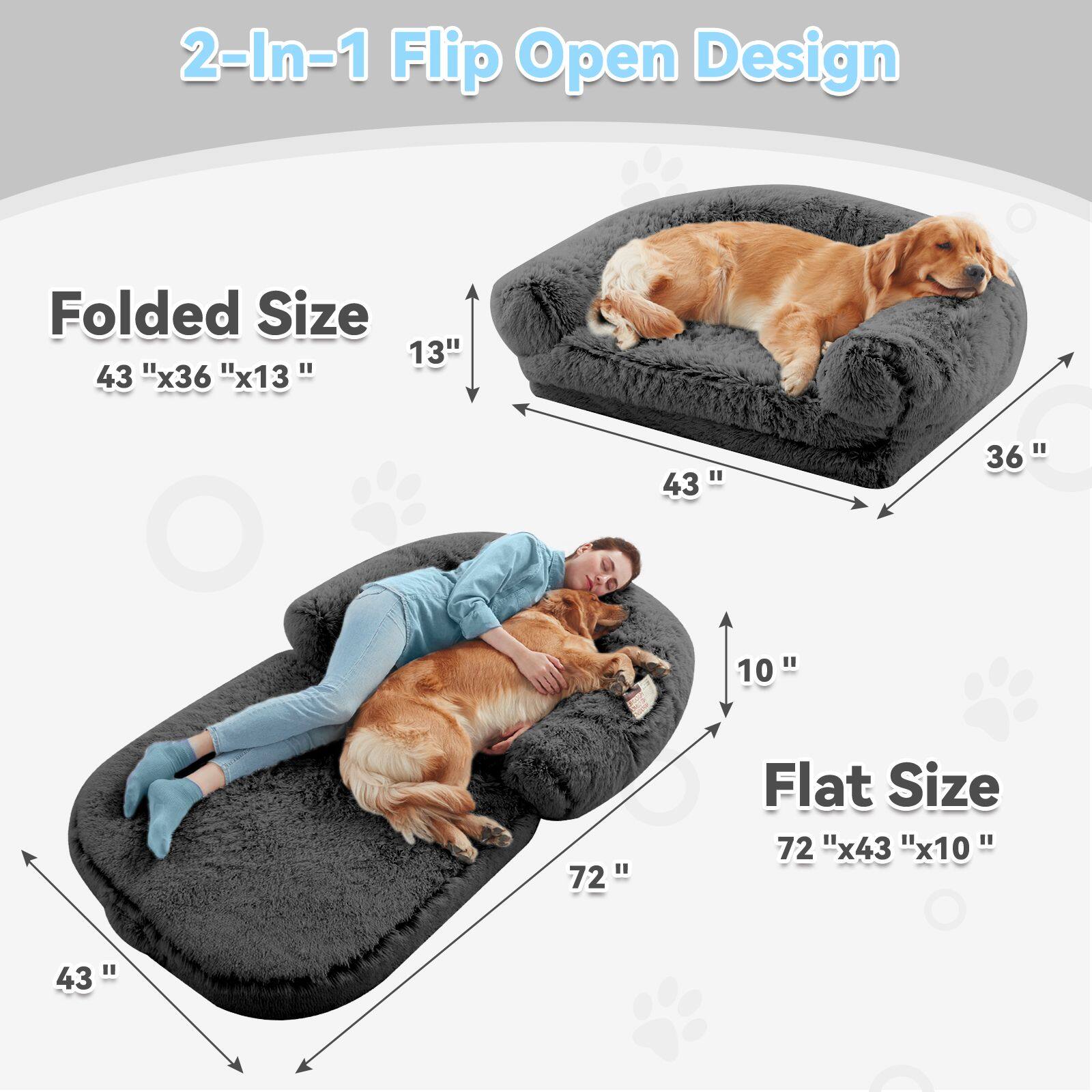 2-In-1 Flip Open Design

Folded Size: 43" x 36" x 13"

Flat Size: 72" x 43" x 10"