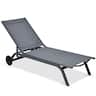 Costway - Outdoor Lounge Chair Chaise Reclining Aluminum Fabric Adjustable - Gray