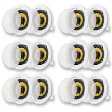 Front. Acoustic Audio by Goldwood - HD-5 in Ceiling Speakers Home Theater Surround Sound 6 Pair Pack - Paintable White.
