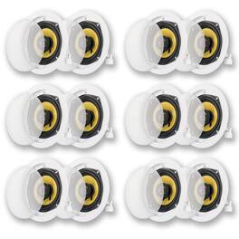 Acoustic Audio by Goldwood - HD-5 in Ceiling Speakers Home Theater Surround Sound 6 Pair Pack - Paintable White