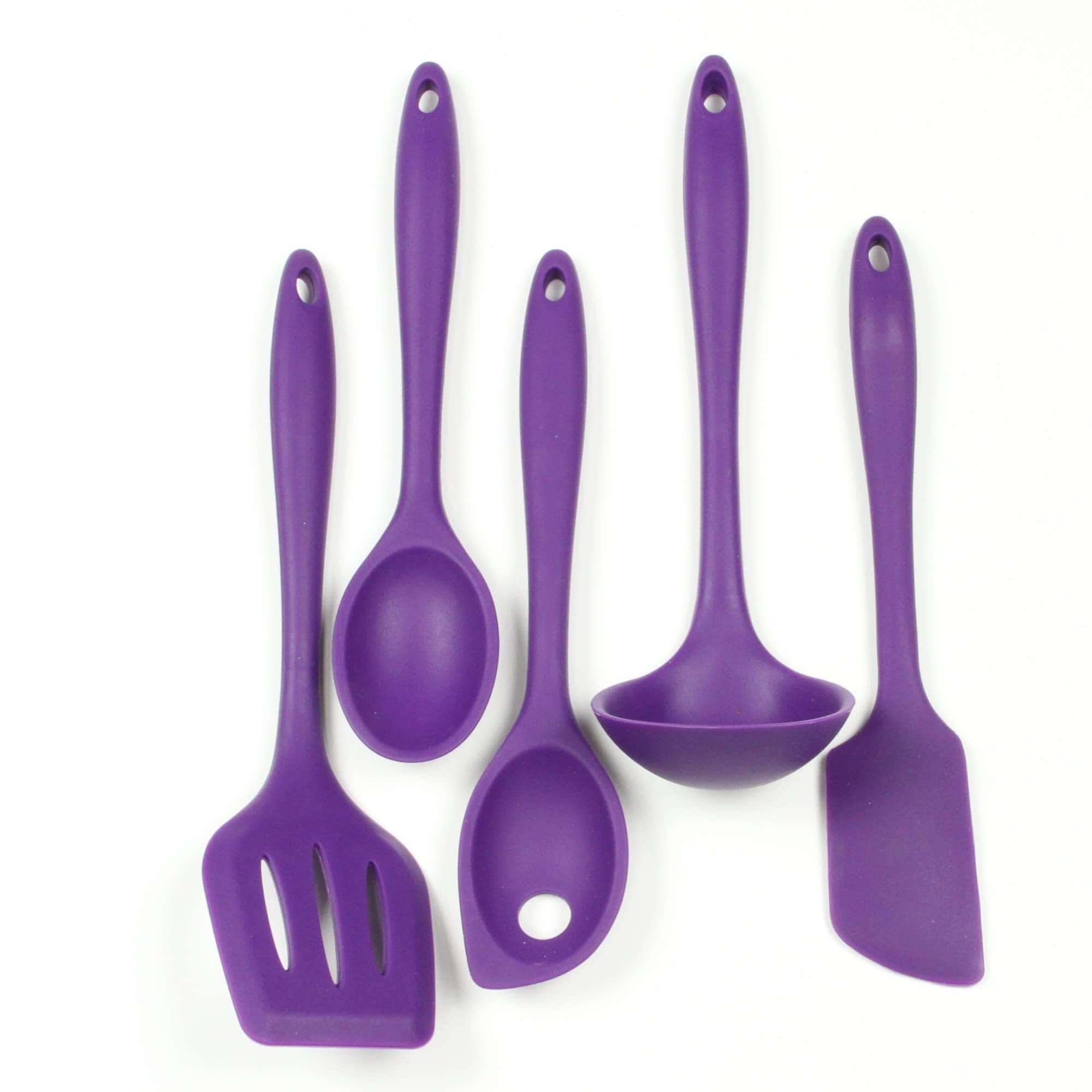 Chef Craft - 5 Piece Premium Silicone Kitchen Tool and Utensil Set - Purple
