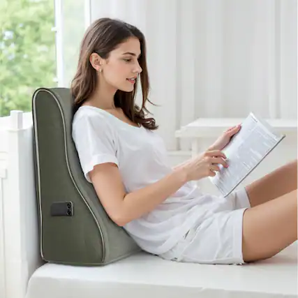 Front. wowmax - Wedge Pillow for Sleeping - Breathable Bed Ramp Pillow for Acid Reflux, Heartburn, and Leg Support, Gray - Gray.