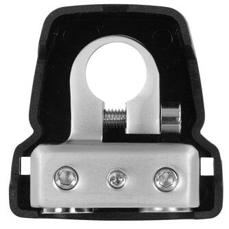 Left. NVX - Universal Positive/Negative Car Battery Terminal with Single 1/0 to 4-Gauge and Dual 4 to 8-Gauge Outputs - Black.
