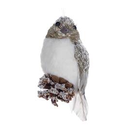 BreeBe - Sisal Bird Ornament (Set of 12) - Brown, White