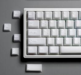 Womier - PBT Keycaps,Translucent Ceramic Keys Cherry Profile Double-Shot Keycap for All US Layout Mechanical Keyboard - White
