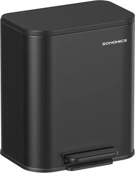 Songmics Home - 5.2-Gallon (20L) Stainless Steel Garbage Bin with Lid Soft Close and Stay-Open Function - Black