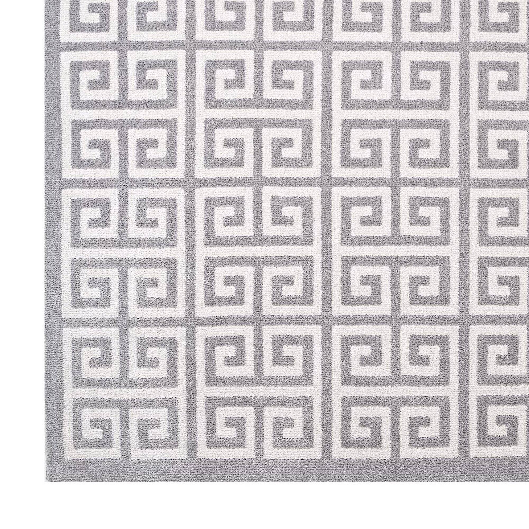 Back. Modway - Freydis Greek Key Area Rug - White and Light Gray.