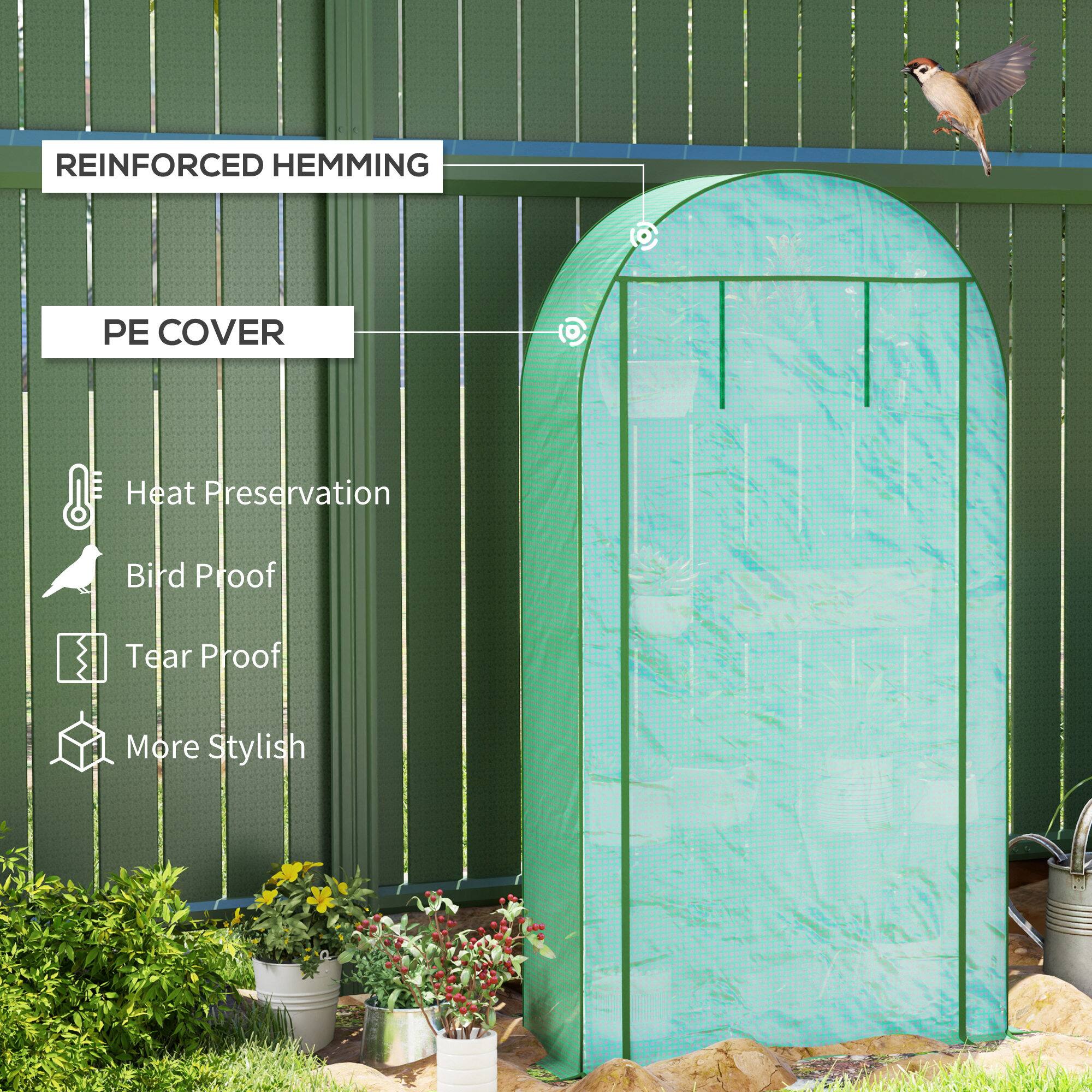 Alt View 3. Outsunny - 4 Tier Mini Greenhouse, 41.3" x 17.7" x 63" Portable Greenhouse with Roll-Up Door and PE Cover.