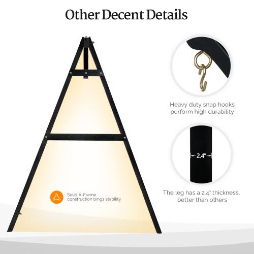 Other Decent Details

Heavy duty snap hooks perform high durability

Solid A-Frame construction brings stability

The leg has a 2.4" thickness, better than others