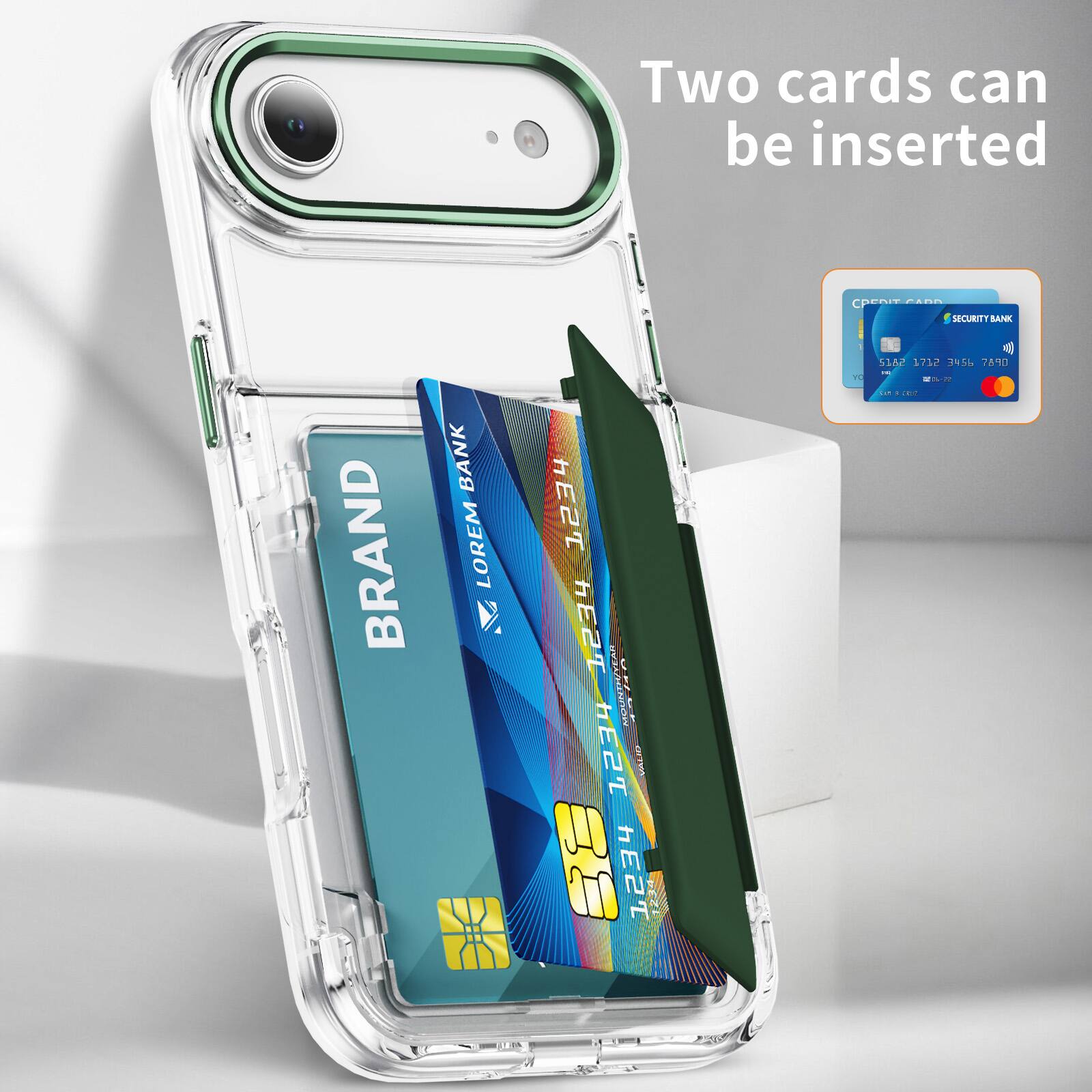 Two cards can be inserted.

CPDT 1ON SECURITY AAR BRAND BANK LOREM HESJ hET EAR: hEaThE2T VENN ARUISIP! : 1234 M1D hE2T 1239 TE ZUT5 1712 2456 OPAS! I ...