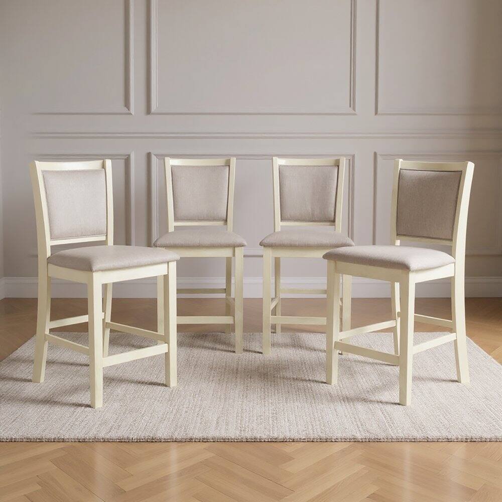 Angle. New Classic Furniture - Amy Wood Counter Chair in Bisque (Set of 4) - Bisque.