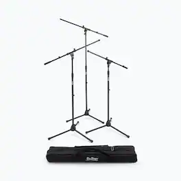 On Stage Stands - On-Stage MSP77033 Euroboom Microphone Stands with Travel Bag, 3 Pack