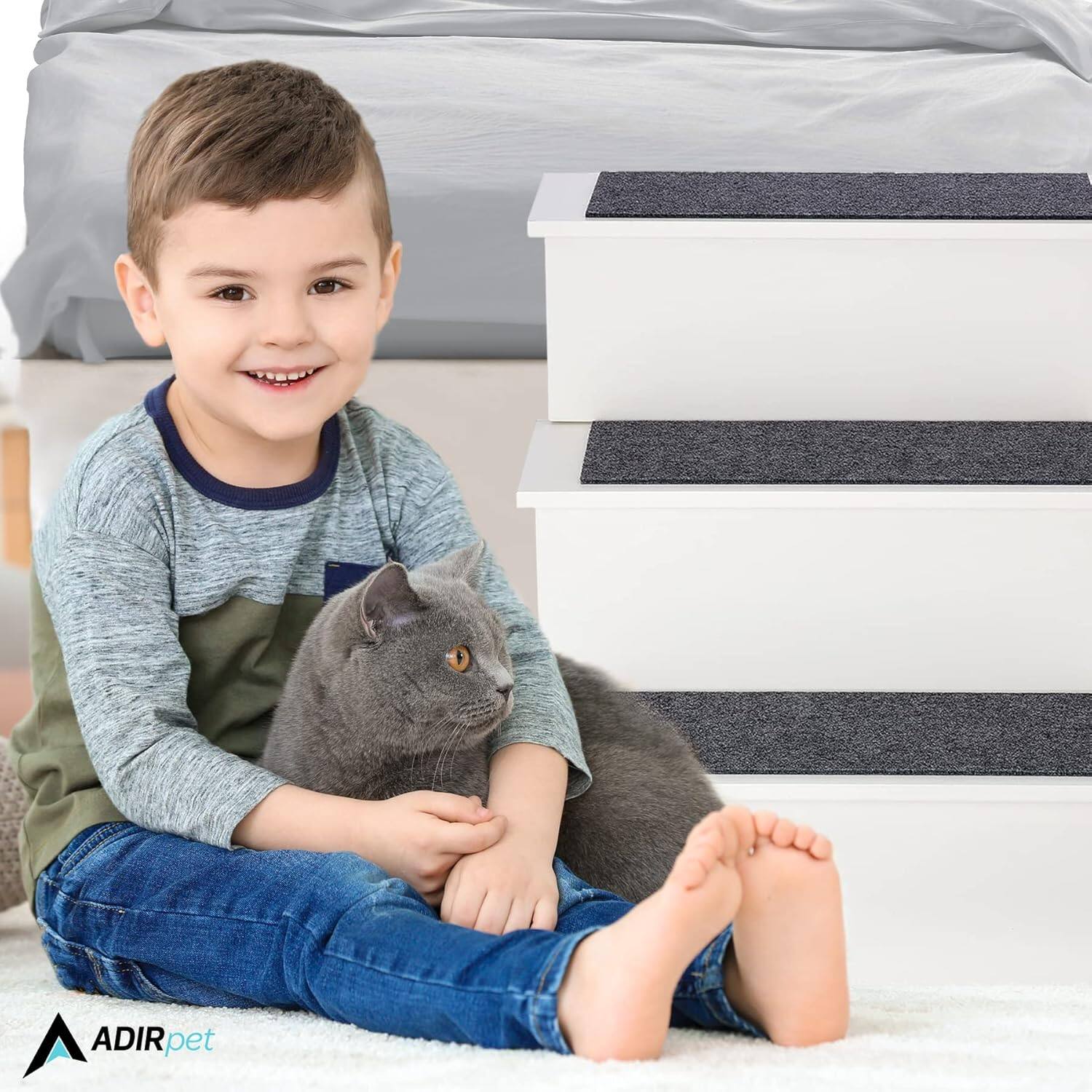 Alt View 8. AdirPet - Portable Dog Ramp Ladder Non-Slip 3-Step Pet Stairs - White.