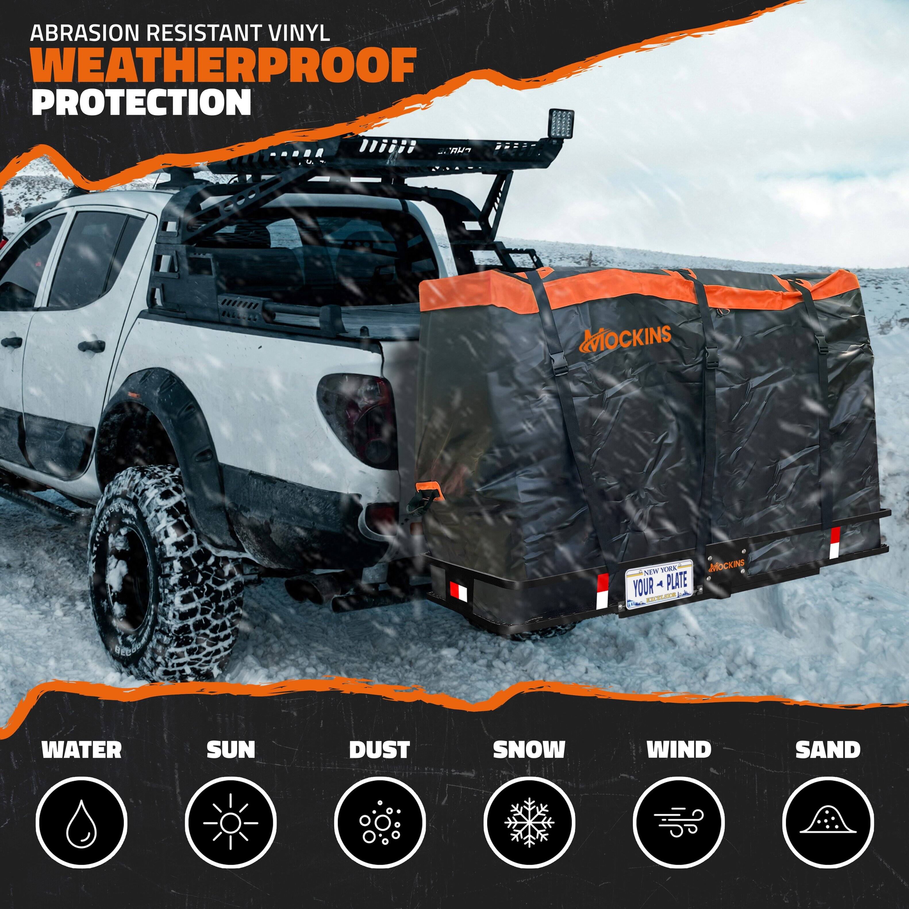 ABRASION RESISTANT VINYL WEATHERPROOF PROTECTION

MOCKINS

YOUR PLATE

WATER SUN DUST SNOW WIND SAND