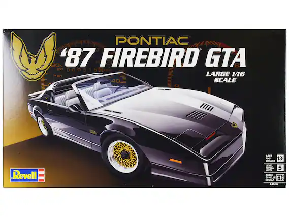 PONTIAC '87 FIREBIRD GTA
LARGE 1/16 SCALE
AGES 13+
EDADES 13+
LEVEL 5
NIVEAU 5
NIVEL 5
SCALE 1:16
ECHELLE 1:16
ESCALA 1:16
Revell
14535