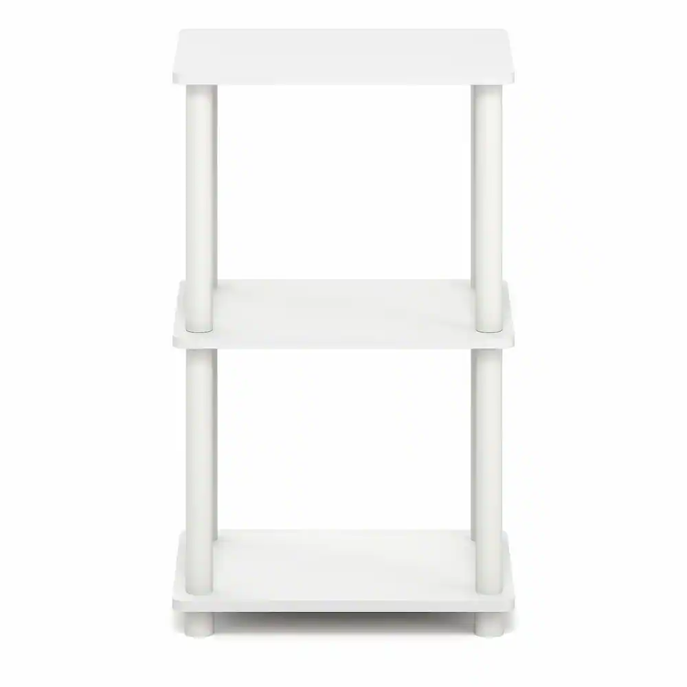 Left. Furinno - TURN-N-TUBE Toolless Assembly Storage Shelves, 3-Tier Open Frame Book Shelf, Standing Corner Shelf, Open Shelves - White/White.