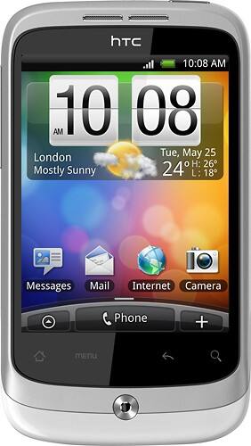Front Standard. HTC - Wildfire Mobile Phone (Unlocked) - White.