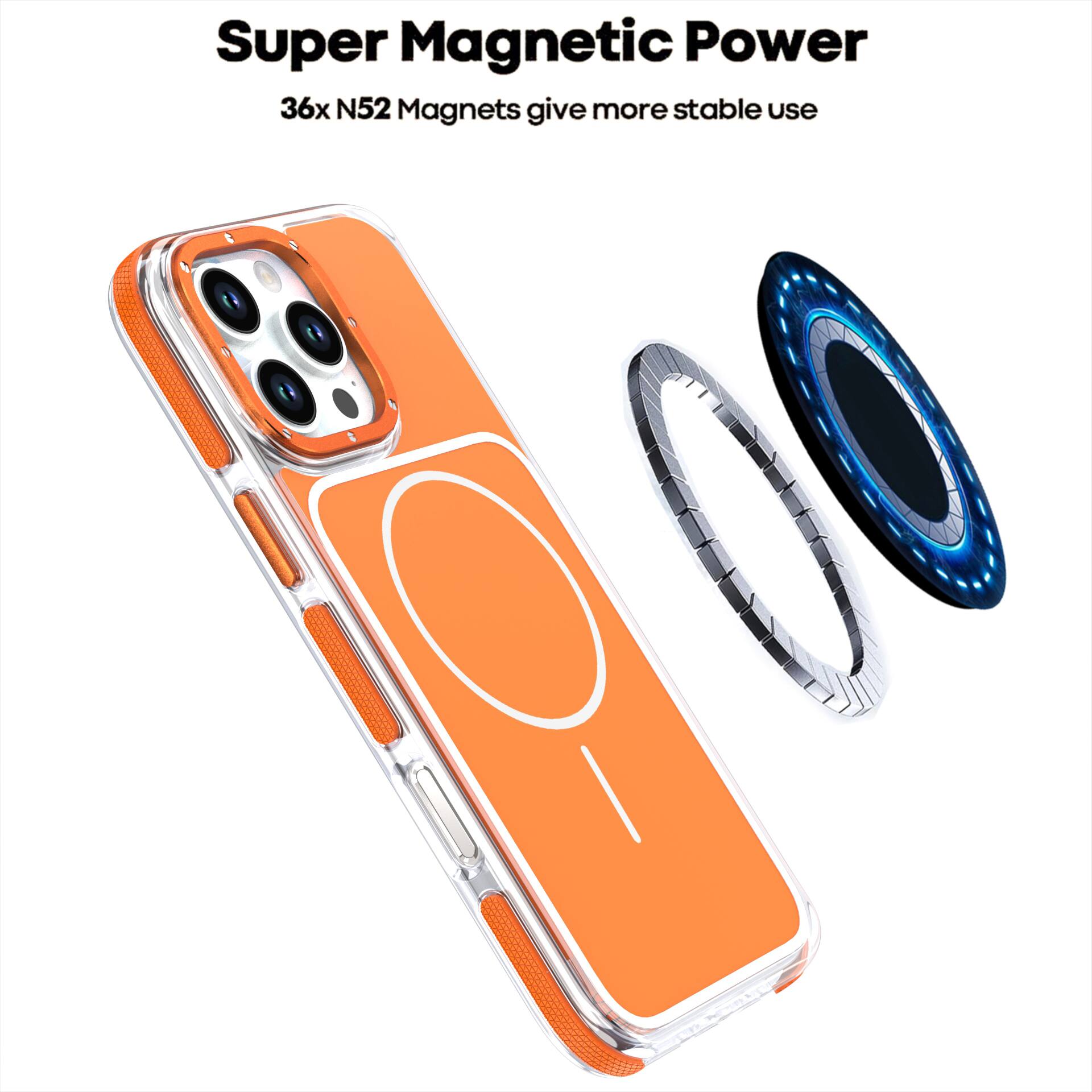 Super Magnetic Power  
36x N52 Magnets give more stable use