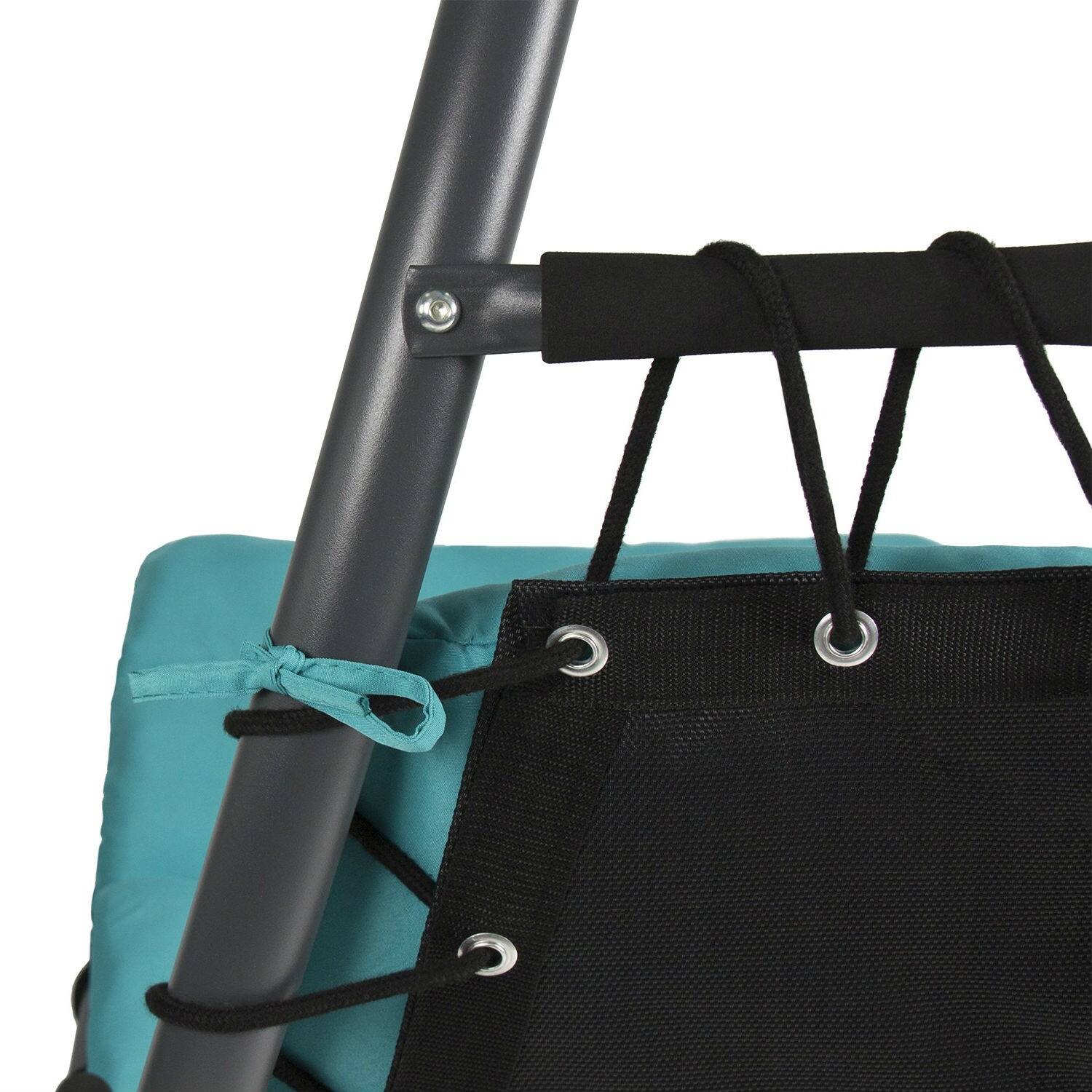 Alt View 1. Hivvago - Teal Single Person Sturdy Modern Chaise Lounger Hammock Chair Porch Swing - Blue/Teal.