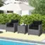 Alt View 4. Costway - 3 PCS Patio Rattan Furniture Bistro Set Cushioned Sofas Side Table Armrest - Black.