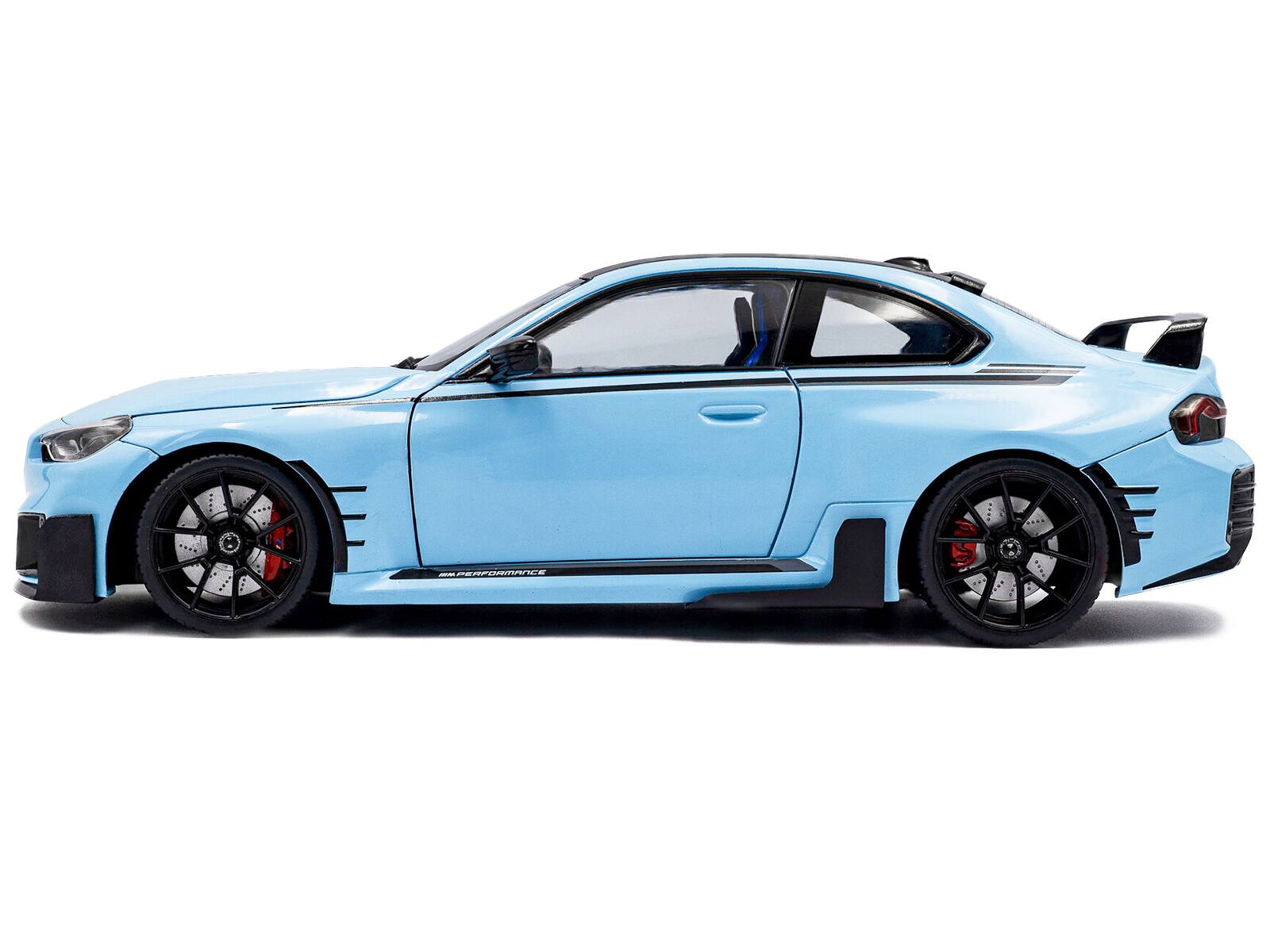 Alt View 2. Solido - 2024 BMW M2 Performance Parts Zandvoort Blue with Carbon Top and Black Stripes 1/18 Diecast Model Car by Solido.