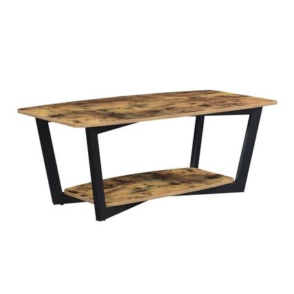 Front. Convenience Concepts - Graystone Coffee Table with Shelf - Barnwood/Black.