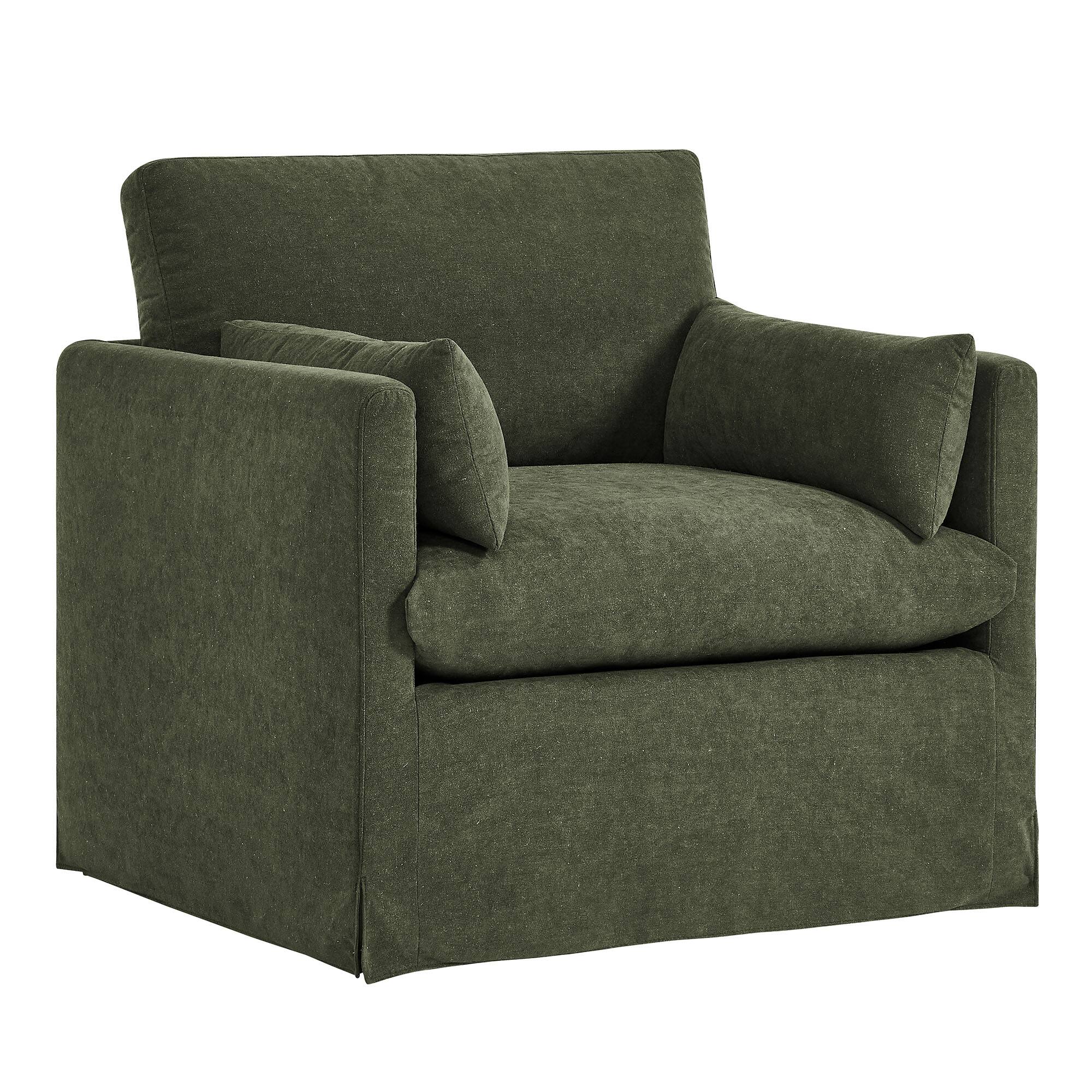 Angle. Modway - Wellfleet Slipcovered Linen-Blend Armchair by Modway - Sage.