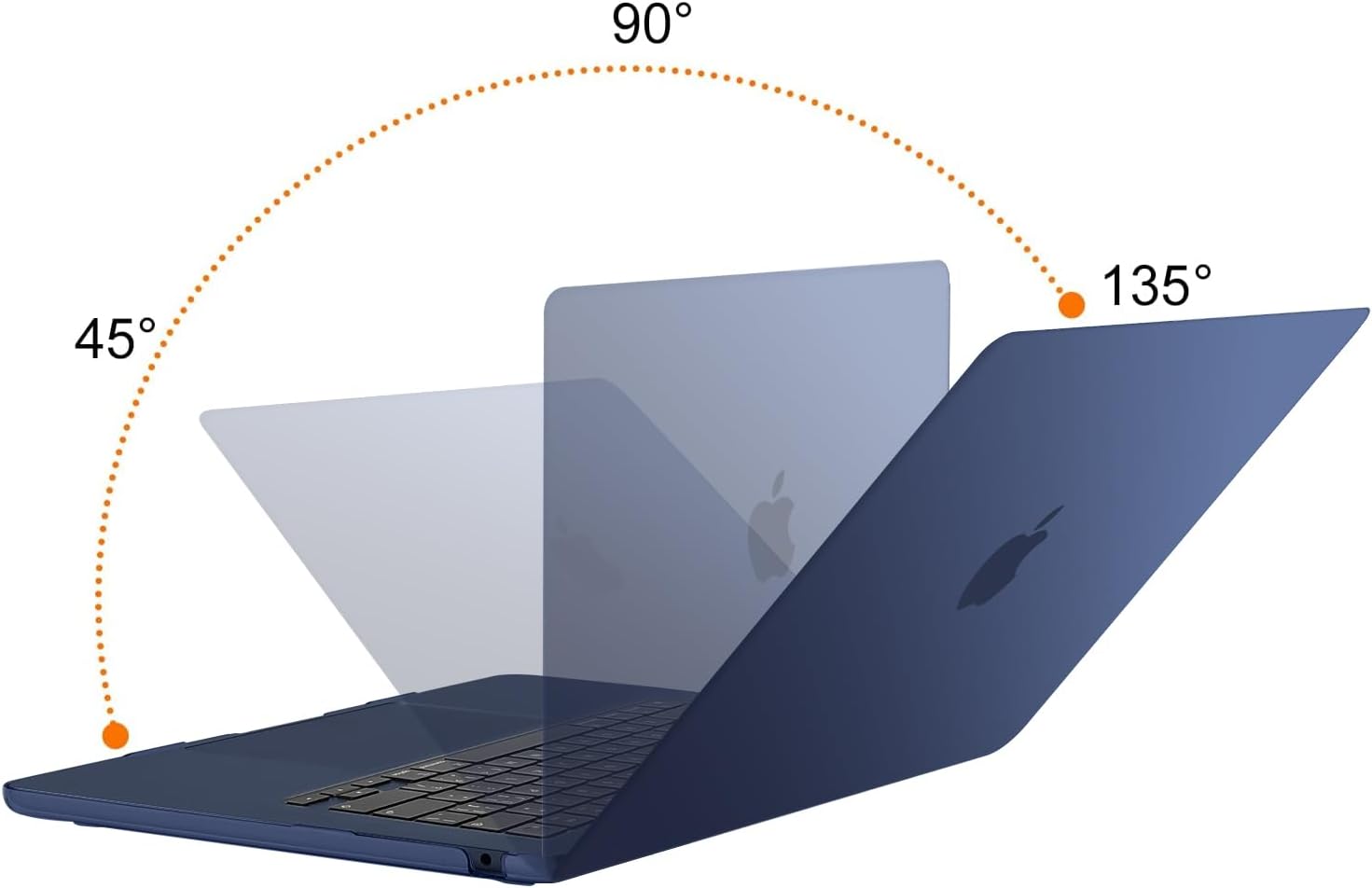 Back. mosiso - Case for MacBook Air 15 inch M5 2026 2025-2023 M4 M3 M2 A3448 A3241 A3114 A2941, Shell&Keyboard Cover&Screen Film&Pouch - Haze Blue.