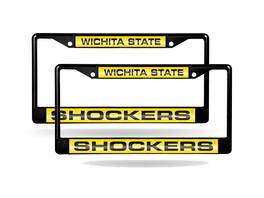 Rico Industries - Wichita State Shockers Black Metal Laser Cut License Plate Frame - Set of 2 Frames - Multi