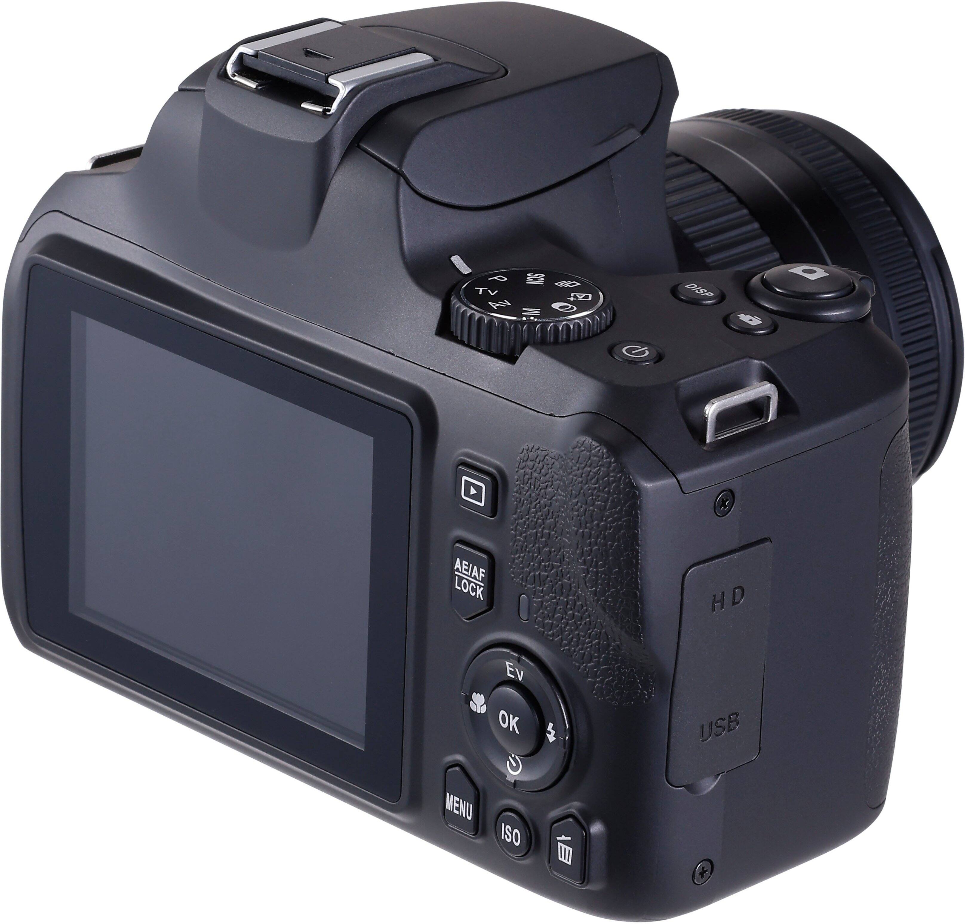 AE/AF LOCK, EV, OK, HD, USB, MENU, ISO