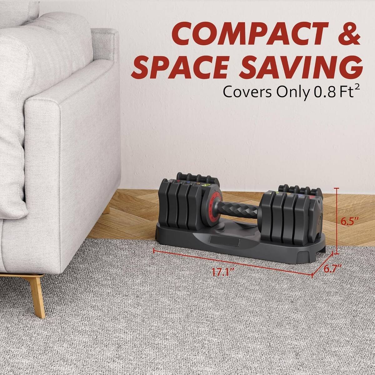 COMPACT & SPACE SAVING  
Covers Only 0.8 Ft²  
6.5" x 17.1" x 6.7"