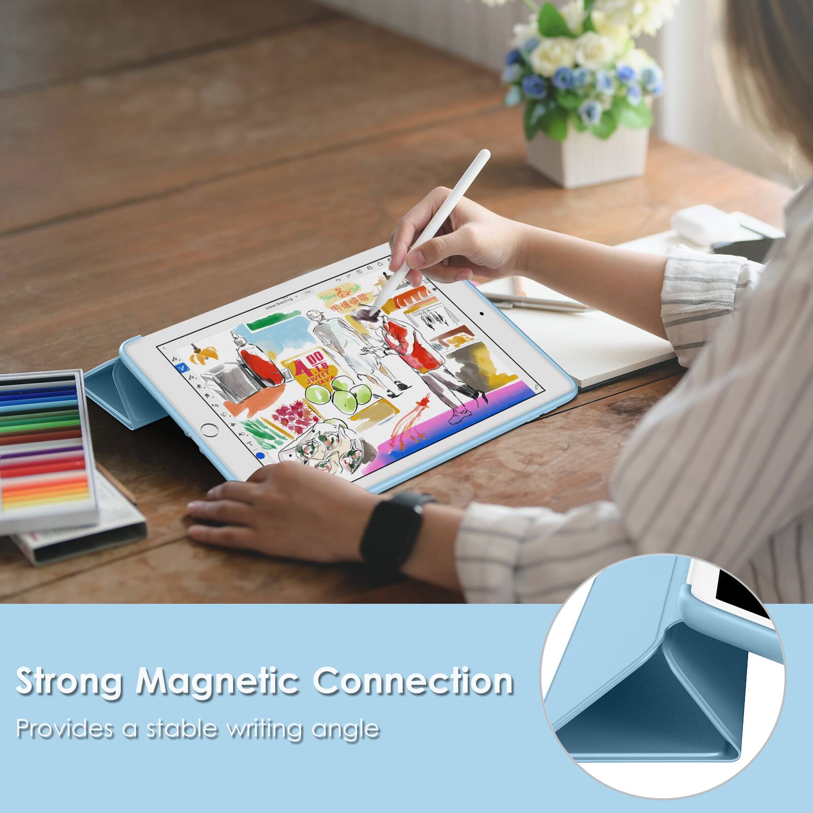 Strong Magnetic Connection  
Provides a stable writing angle