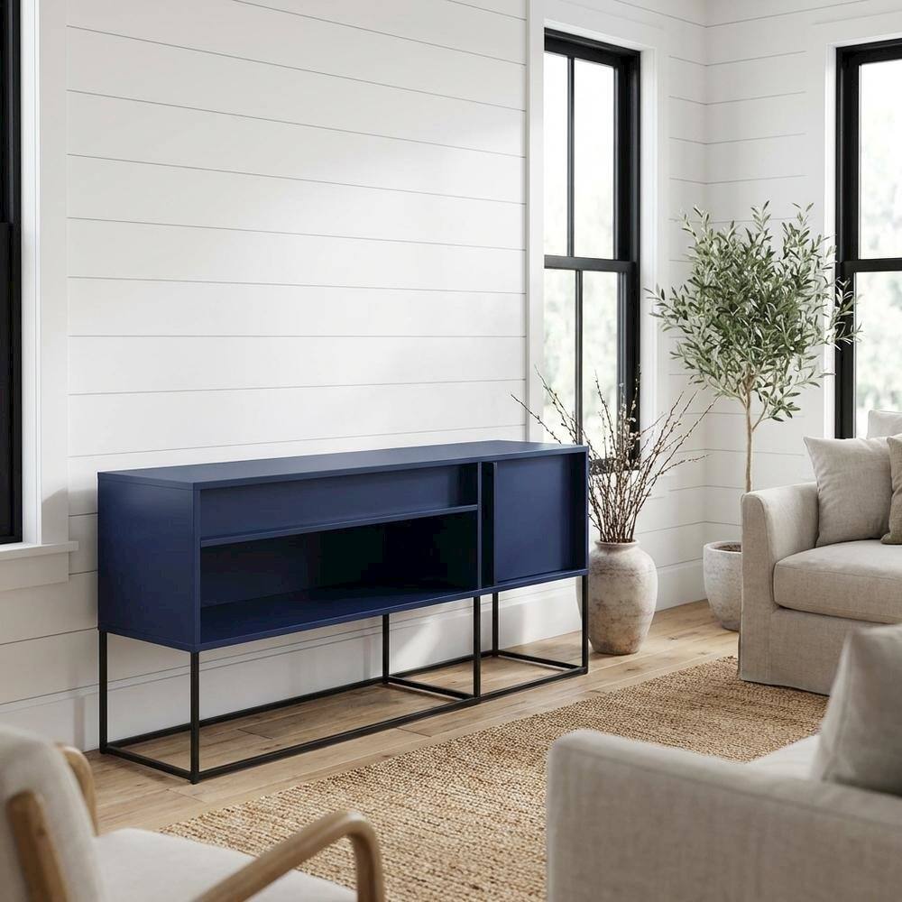 Alt View 1. Starlight Canyon Home - Blue TV Stand for 65-Inch TVs with LED Lighting and Engineered Wood Material - Gray.
