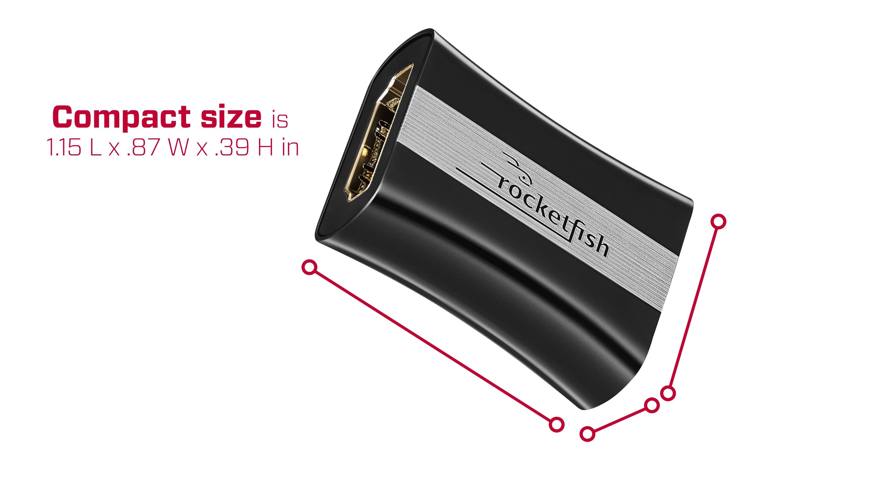 Compact size is 1.15 L x 0.87 W x 0.39 H in rocketfish.