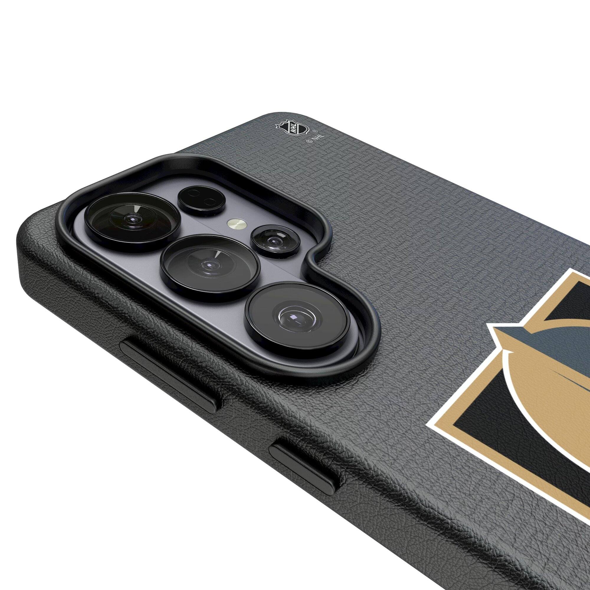 Alt View 2. Keyscaper - Vegas Golden Knights Linen Galaxy Magnetic Bump Case - S25 Ultra - Black.