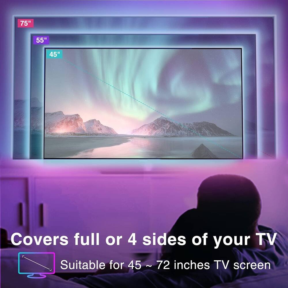 75" 55" 45"  
Covers full or 4 sides of your TV  
Suitable for 45" to 72" TV screen