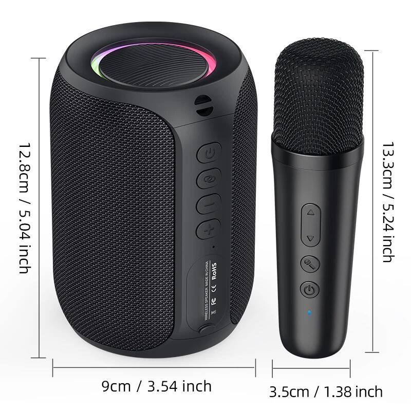 12.8cm / 5.04 inch  
13.3cm / 5.24 inch  
9cm / 3.54 inch  
3.5cm / 1.38 inch  

VO  
ROHS  
MADE  
CE  
SPEAKER  
FC  
WIRELESS