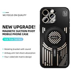 Dteck - Magnetic Case for Apple iPhone 16 Pro Max with Ring Stand, Heat Dissipation Shockproof Cover Built in Lens Protector - Black