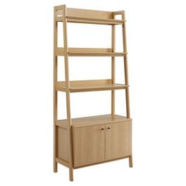 FurniFact - Contemporary Wooden Bookshelf in Natural Finish for Home Office Use - Brown