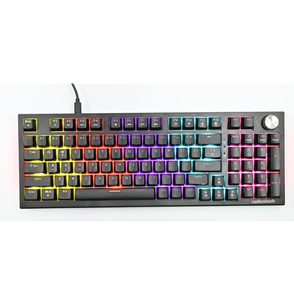 RadioShack - Mechanical Gaming Keyboard 98 Keys with Rotary Knob 2607135 - Black