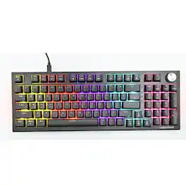 RadioShack - Mechanical Gaming Keyboard 98 Keys with Rotary Knob 2607135 - Black