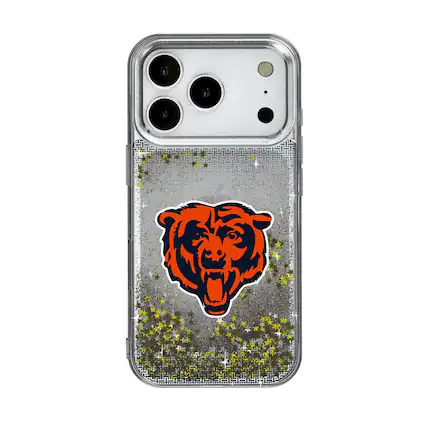 Front. Keyscaper - Chicago Bears Linen Logo iPhone Glitter Case - 16 - Multicolor.