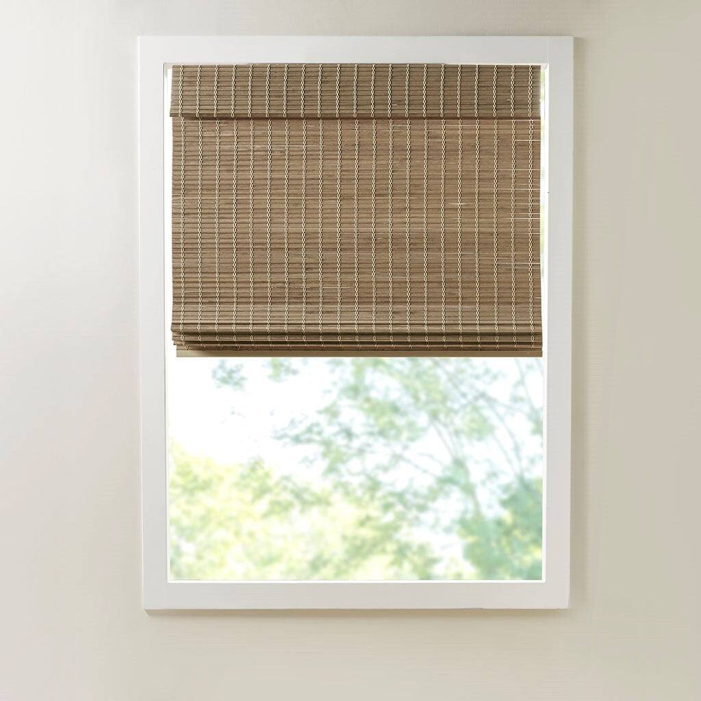 Angle. BreeBe - Bamboo Light Filtering Roman Shade 64'L - Natural Ash.